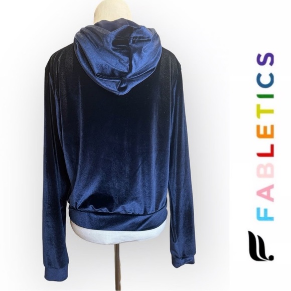 Fabletics Daria Navy Velour, Gold Zip Up, Hooded Jacket Women's XS - Picture 2 of 11
